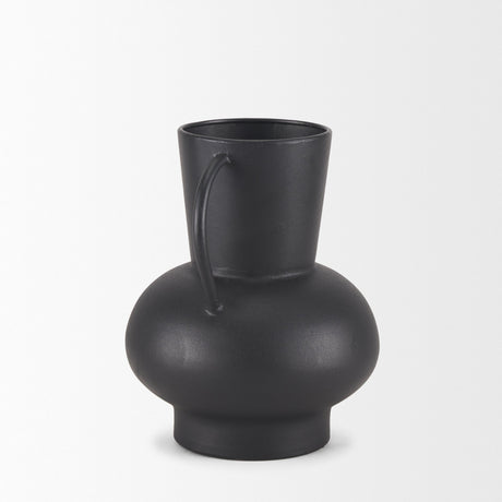 Tasya Small Matte Black Metal Vase by Mercana at Eve Furniture