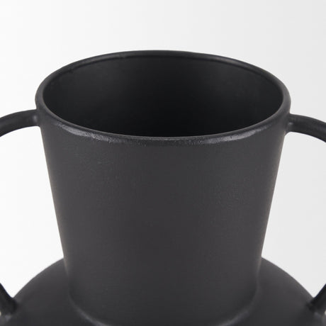 Tasya Small Matte Black Metal Vase by Mercana at Eve Furniture