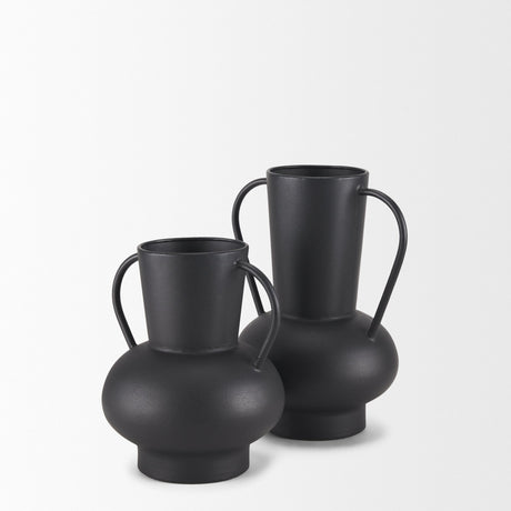 Tasya Small Matte Black Metal Vase by Mercana at Eve Furniture