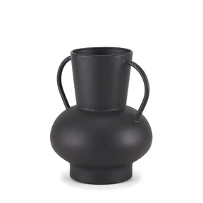 Tasya Small Matte Black Metal Vase by Mercana at Eve Furniture