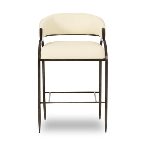 Tatum Cream Vegan Leather and 2-Tone Jacquard Counter Stool by TOV Furniture at Eve Furniture