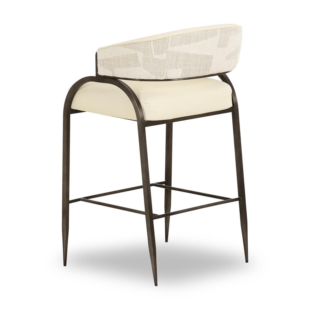 Tatum Cream Vegan Leather and 2-Tone Jacquard Counter Stool by TOV Furniture at Eve Furniture