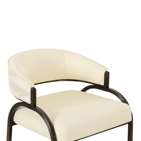 Tatum Cream Vegan Leather and 2-Tone Jacquard Counter Stool by TOV Furniture at Eve Furniture
