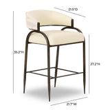 Tatum Cream Vegan Leather and 2-Tone Jacquard Counter Stool by TOV Furniture at Eve Furniture