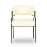 Tatum Cream Vegan Leather and 2-Tone Jacquard Dining Chair by TOV Furniture at Eve Furniture
