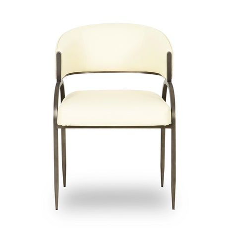 Tatum Cream Vegan Leather and 2-Tone Jacquard Dining Chair by TOV Furniture at Eve Furniture