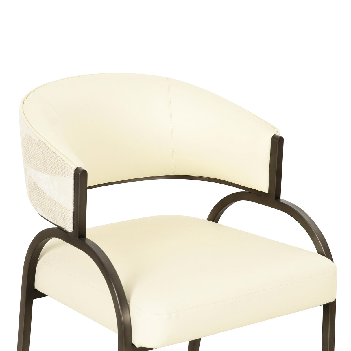 Tatum Cream Vegan Leather and 2-Tone Jacquard Dining Chair by TOV Furniture at Eve Furniture