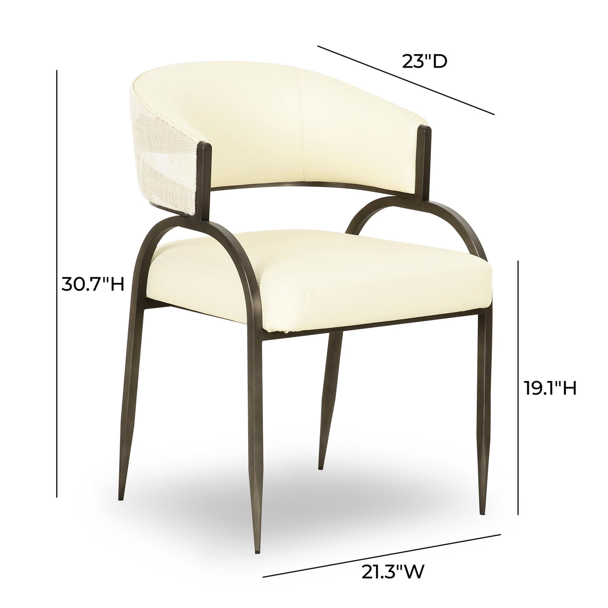 Tatum Cream Vegan Leather and 2-Tone Jacquard Dining Chair by TOV Furniture at Eve Furniture