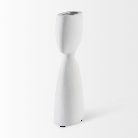 Tatum Sculptural White Ceramic Vase by Mercana at Eve Furniture