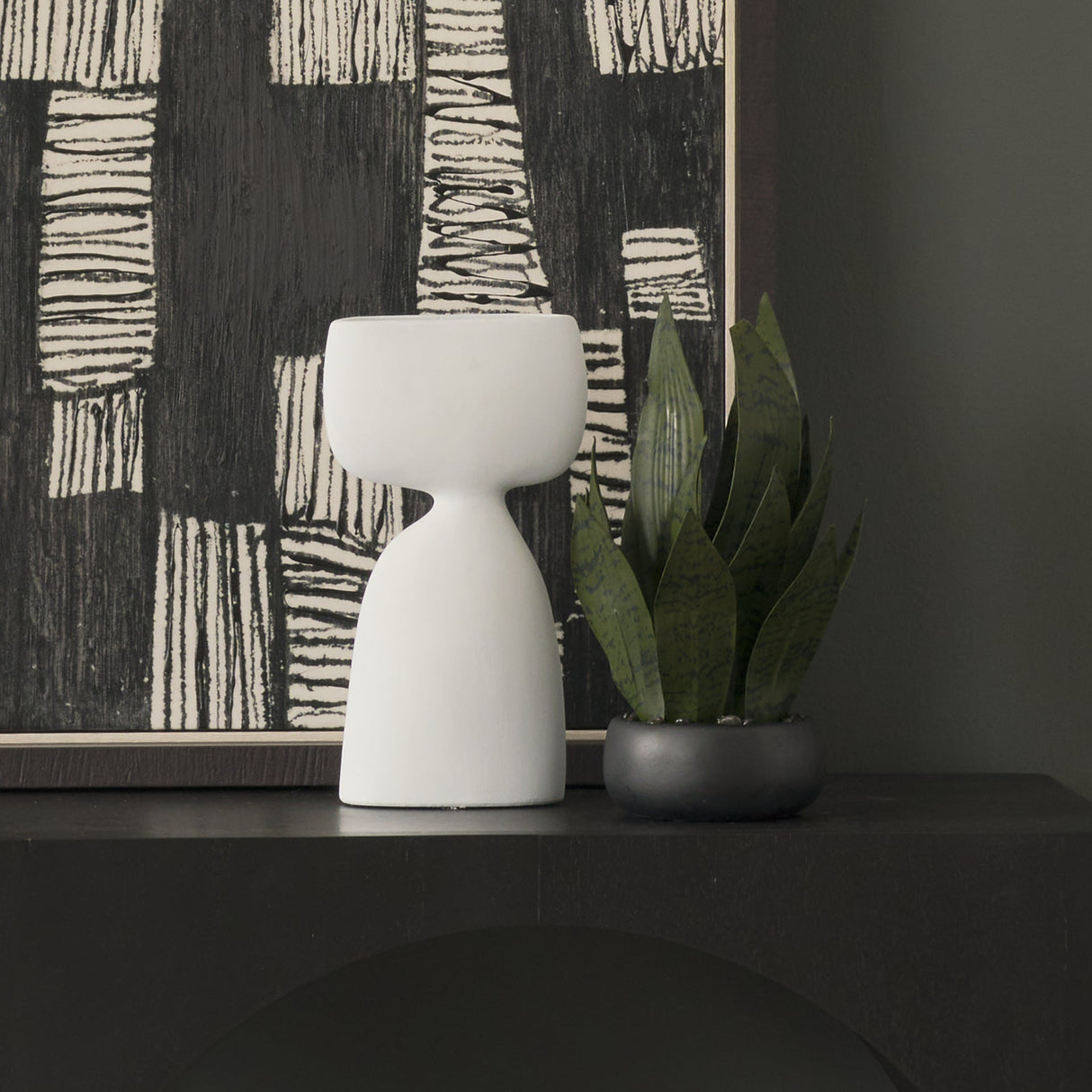 Tatum Sculptural White Ceramic Vase by Mercana at Eve Furniture