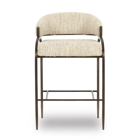 Tatum Taupe Textured Performance Boucle Counter Stool by TOV Furniture at Eve Furniture