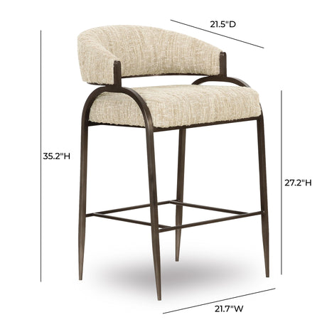 Tatum Taupe Textured Performance Boucle Counter Stool by TOV Furniture at Eve Furniture