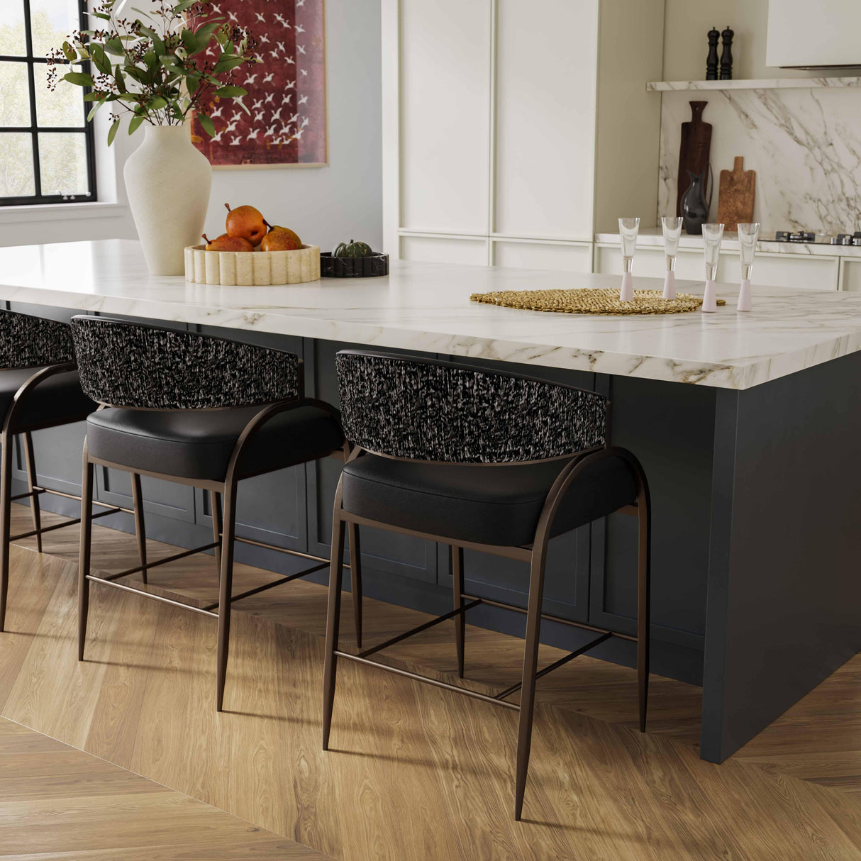 Tatum Vegan Leather 2-Tone Counter Stool by TOV Furniture at Eve Furniture