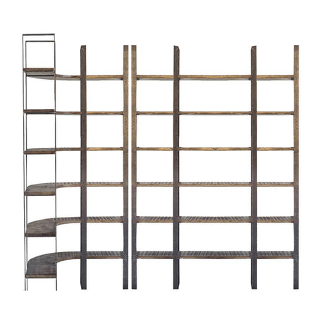 Taunton I Brown Wood and Black Iron Six Shelving Unit by Mercana at Eve Furniture