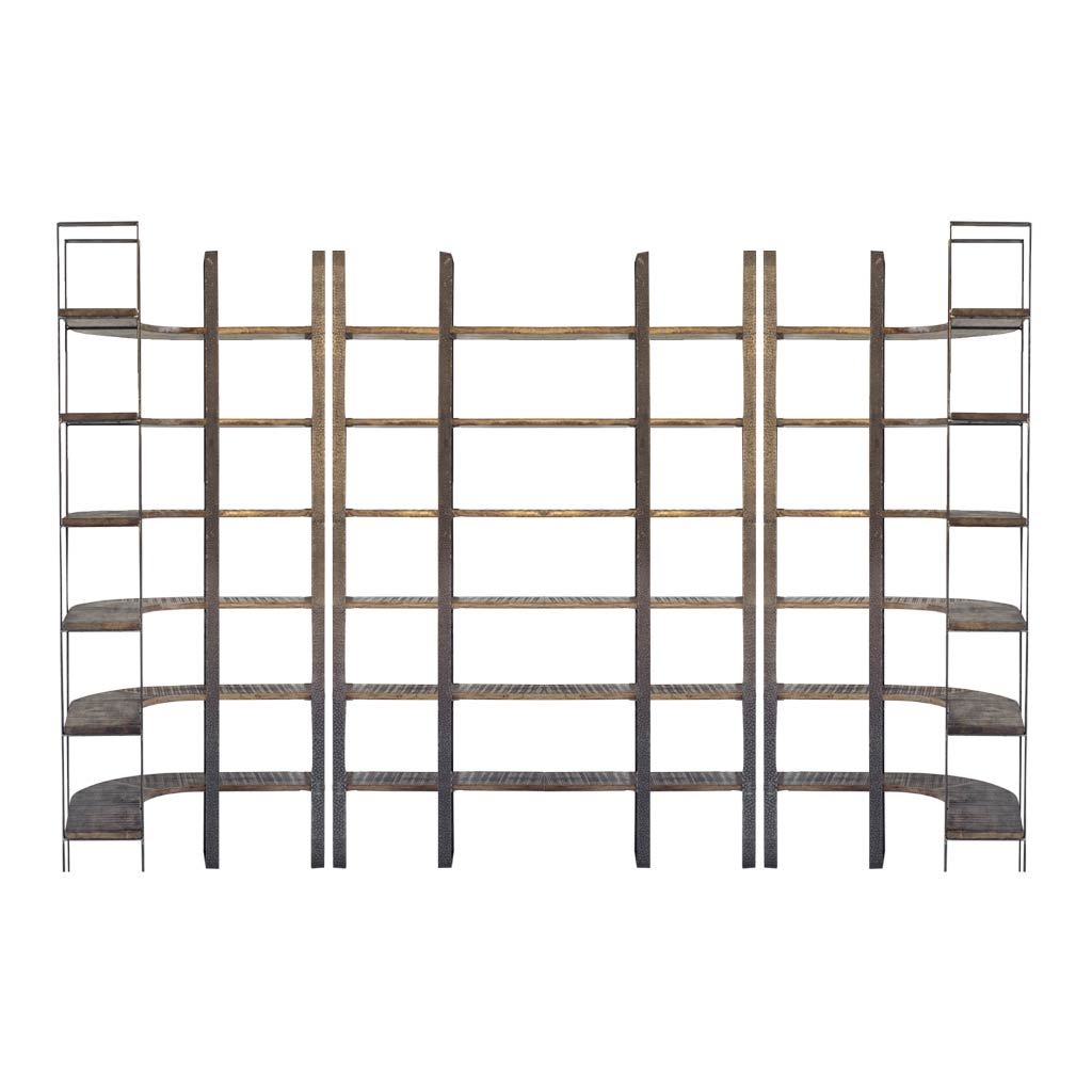 Taunton I Brown Wood and Black Iron Six Shelving Unit by Mercana at Eve Furniture