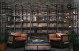 Taunton I Brown Wood and Black Iron Six Shelving Unit by Mercana at Eve Furniture