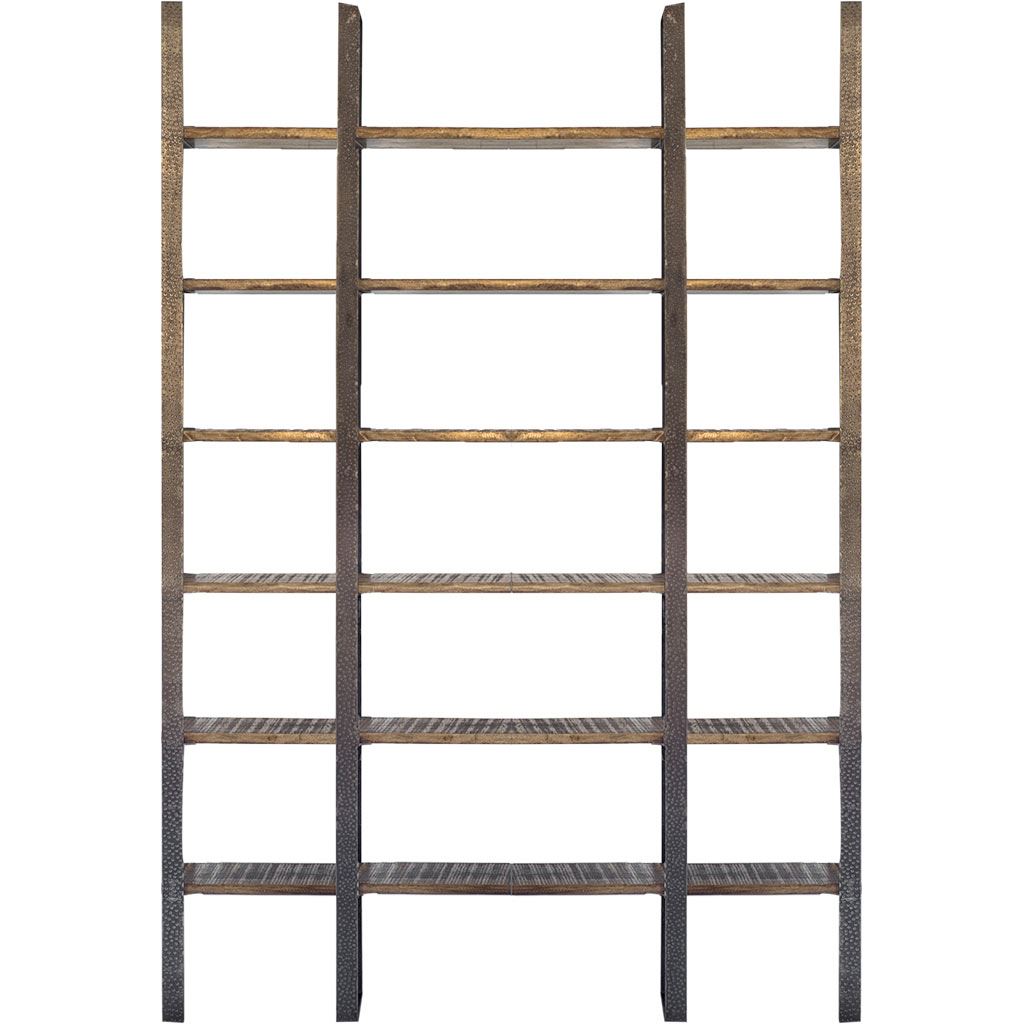 Taunton I Brown Wood and Black Iron Six Shelving Unit by Mercana at Eve Furniture