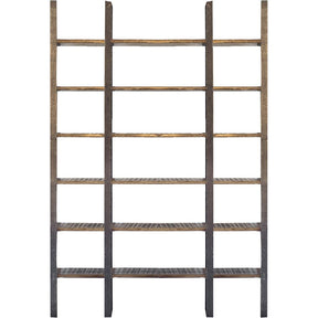 Taunton I Brown Wood and Black Iron Six Shelving Unit by Mercana at Eve Furniture