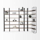 Taunton II Dark Brown Wood And Black Iron Six Shelving Unit by Mercana at Eve Furniture