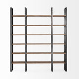 Taunton II Dark Brown Wood And Black Iron Six Shelving Unit by Mercana at Eve Furniture