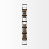 Taunton II Dark Brown Wood And Black Iron Six Shelving Unit by Mercana at Eve Furniture