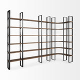 Taunton II Dark Brown Wood And Black Iron Six Shelving Unit by Mercana at Eve Furniture