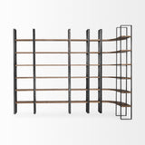 Taunton II Dark Brown Wood And Black Iron Six Shelving Unit by Mercana at Eve Furniture