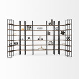 Taunton II Dark Brown Wood And Black Iron Six Shelving Unit by Mercana at Eve Furniture