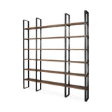 Taunton II Dark Brown Wood And Black Iron Six Shelving Unit by Mercana at Eve Furniture