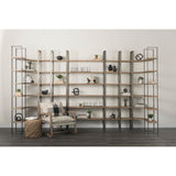 Taunton Medium Brown Wood W/ Antique Nickel Metal Frame 6 Tier Shelving Unit by Mercana at Eve Furniture