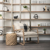 Taunton Medium Brown Wood W/ Antique Nickel Metal Frame 6 Tier Shelving Unit by Mercana at Eve Furniture