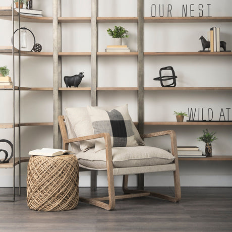 Taunton Medium Brown Wood W/ Antique Nickel Metal Frame 6 Tier Shelving Unit by Mercana at Eve Furniture