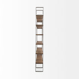 Taunton Medium Brown Wood W/ Antique Nickel Metal Frame 6 Tier Shelving Unit by Mercana at Eve Furniture