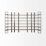 Taunton Medium Brown Wood W/ Antique Nickel Metal Frame 6 Tier Shelving Unit by Mercana at Eve Furniture