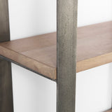 Taunton Medium Brown Wood W/ Antique Nickel Metal Frame 6 Tier Shelving Unit by Mercana at Eve Furniture