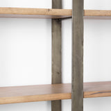 Taunton Medium Brown Wood W/ Antique Nickel Metal Frame 6 Tier Shelving Unit by Mercana at Eve Furniture