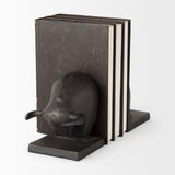 Tauro III (Set of 2) Black Cast Aluminum Raging Bull Bookends by Mercana at Eve Furniture