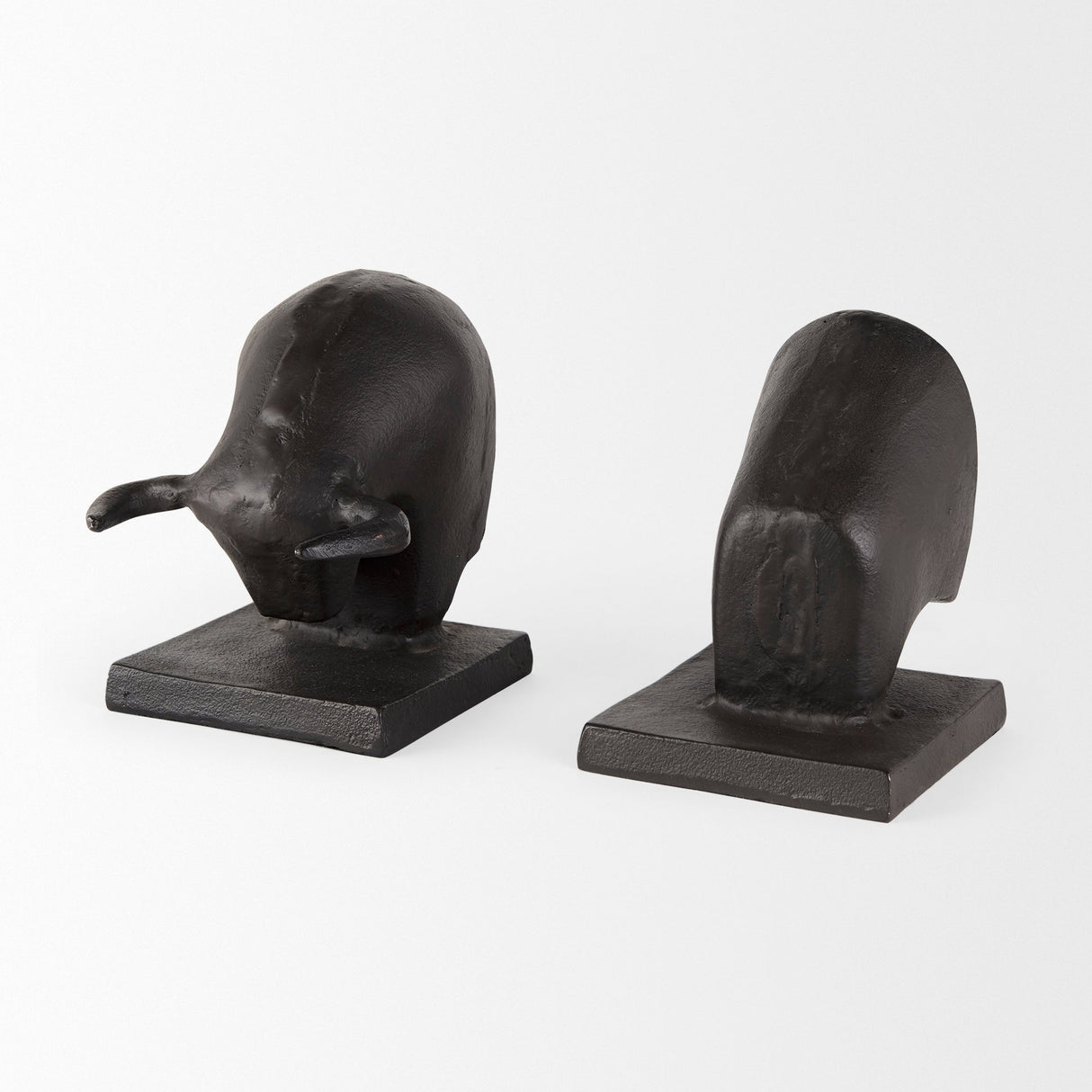 Tauro III (Set of 2) Black Cast Aluminum Raging Bull Bookends by Mercana at Eve Furniture