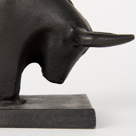 Tauro III (Set of 2) Black Cast Aluminum Raging Bull Bookends by Mercana at Eve Furniture