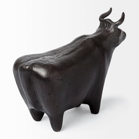 Taurus II 9L x 4W Black Cast Aluminum Bull Decorative Object by Mercana at Eve Furniture