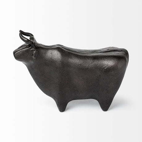 Taurus II Black Cast Aluminum Bull Decorative Object by Mercana at Eve Furniture