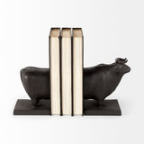 Taurus III (Set of 2) 9L x 4W Black Cast Aluminum Bull Bookends by Mercana at Eve Furniture