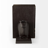 Taurus III (Set of 2) 9L x 4W Black Cast Aluminum Bull Bookends by Mercana at Eve Furniture