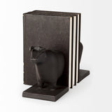Taurus III (Set of 2) 9L x 4W Black Cast Aluminum Bull Bookends by Mercana at Eve Furniture