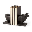 Taurus III (Set of 2) Black Cast Aluminum Bull Bookends by Mercana at Eve Furniture