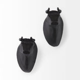 Taurus IV (Set of 2) Black Cast Aluminum Bull Wall Decor by Mercana at Eve Furniture
