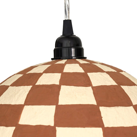 Taurus White and Terracotta Cotton Mache Pendant Lamp by TOV Furniture at Eve Furniture