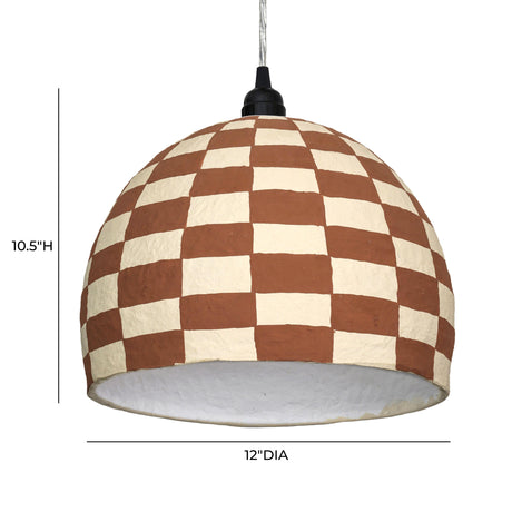 Taurus White and Terracotta Cotton Mache Pendant Lamp by TOV Furniture at Eve Furniture
