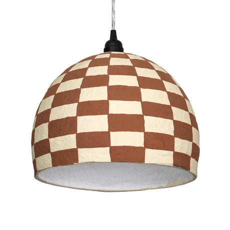 Taurus White and Terracotta Cotton Mache Pendant Lamp by TOV Furniture at Eve Furniture