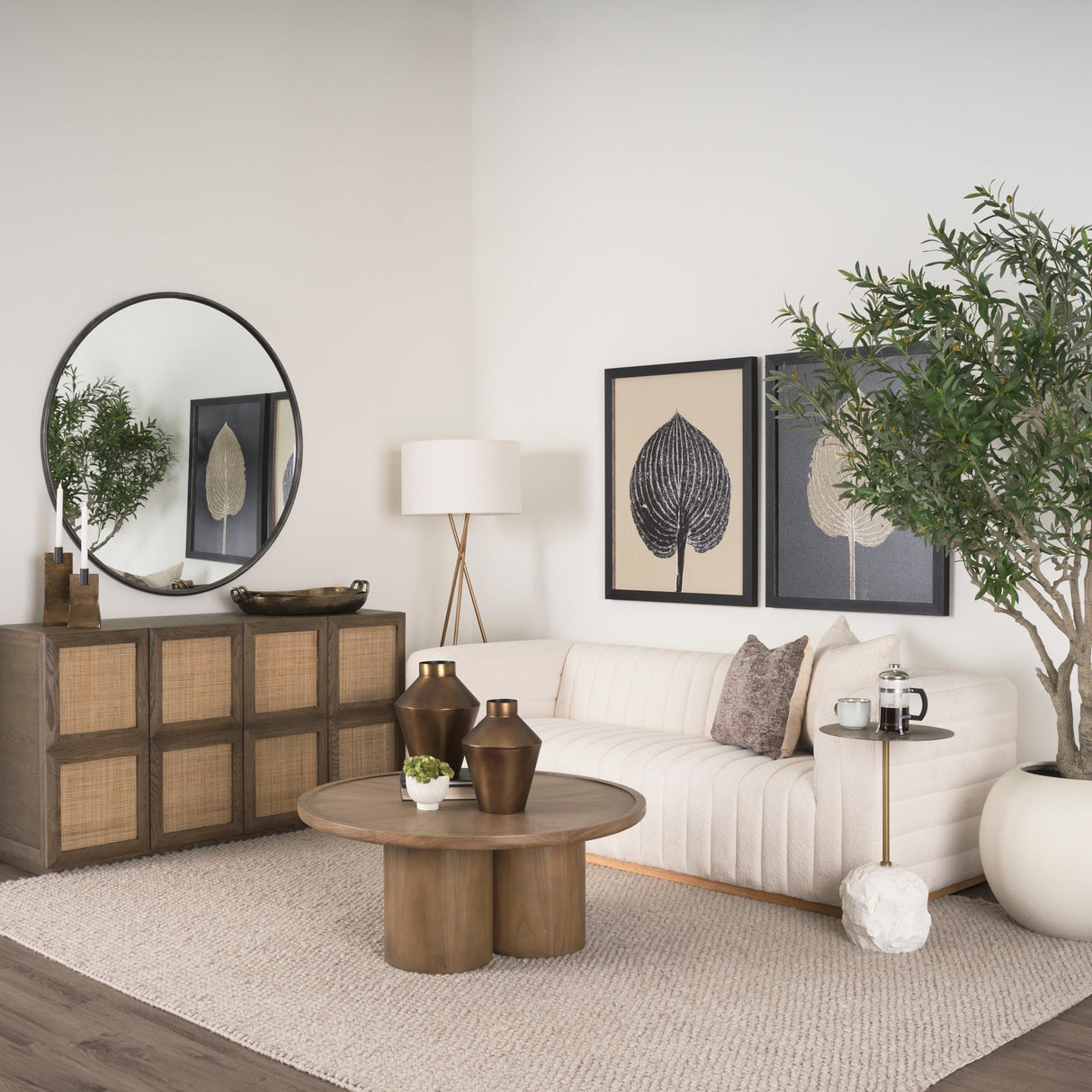 Tavi Medium Brown Round Coffee Table by Mercana at Eve Furniture